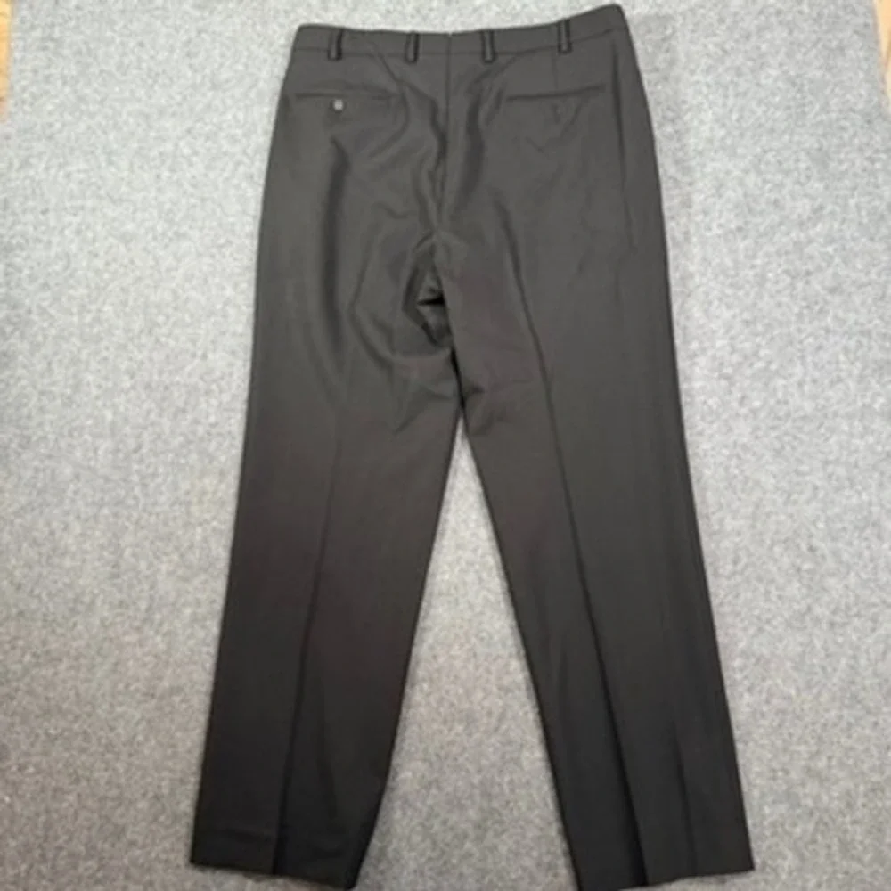 Proper Cloth Black 100% Merino Wool Pleated Dress Pants Flannel Trouser 36x31